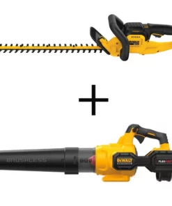 DEWALT 20V MAX Cordless Battery Powered Hedge Trimmer & 60V Cordless Leaf Blower (Tools Only)