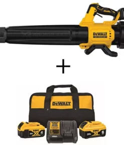 DEWALT 20V MAX 125 MPH 450 CFM Cordless Battery Powered Handheld Leaf Blower Kit with 6Ah and 4Ah Batteries, Charger and Bag