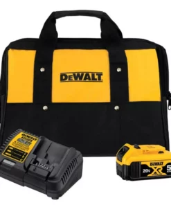 DEWALT 20-Volt MAX XR Premium Lithium-Ion 5.0Ah Battery Pack, Charger & Kit Bag