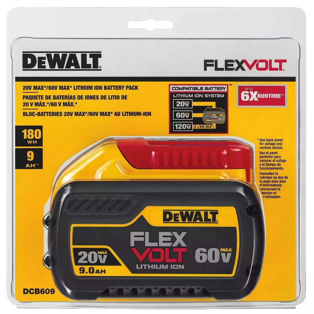 DEWALT FLEXVOLT 20-Volt/60-Volt MAX Lithium-Ion Battery Pack with 9.0 Ah and 6.0 Ah Battery Packs (2-Pack) - Image 3