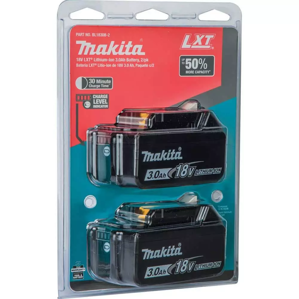 Makita 18V LXT Lithium-Ion High Capacity Battery Pack 3.0Ah with Fuel Gauge (2-Pack) - Image 4