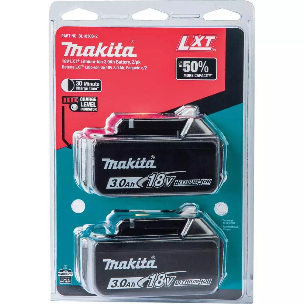 Makita 18V LXT Lithium-Ion High Capacity Battery Pack 3.0Ah with Fuel Gauge (2-Pack) - Image 2