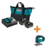 Makita 18-Volt LXT Lithium-Ion Battery and Rapid Optimum Charger Starter Pack (5.0Ah) with bonus 18V LXT Jigsaw (Tool-Only)