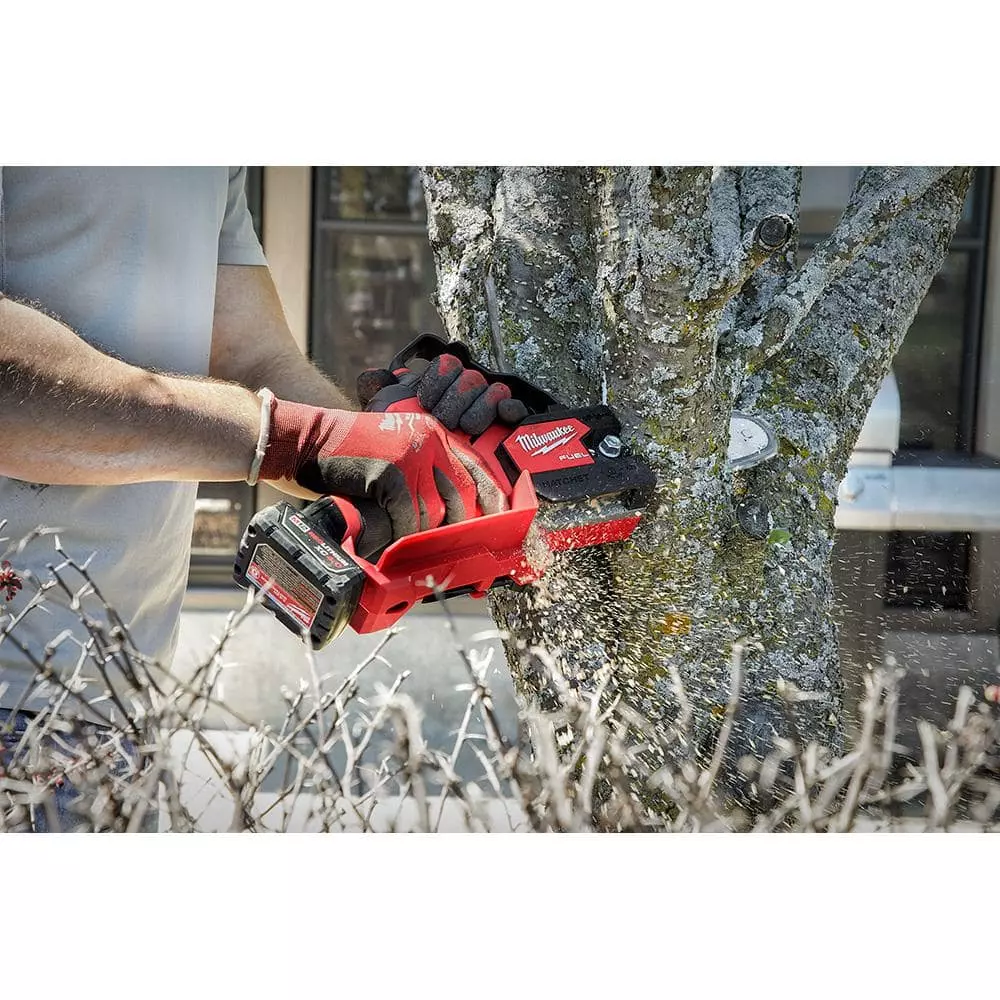 Milwaukee M12 FUEL 6 in. 12-Volt Brushless Cordless Electric Cordless Chainsaw Tool Only Extra 6 in. Chain & Tinted Safety Glasses - Image 13
