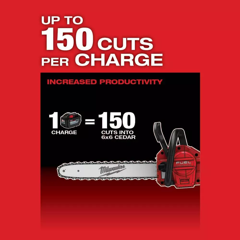 Milwaukee M18 FUEL 16 in. 18-Volt Lithium-Ion Battery Brushless Cordless Chainsaw Kit with 12.0 Ah Battery and M18 Rapid Charger - Image 7