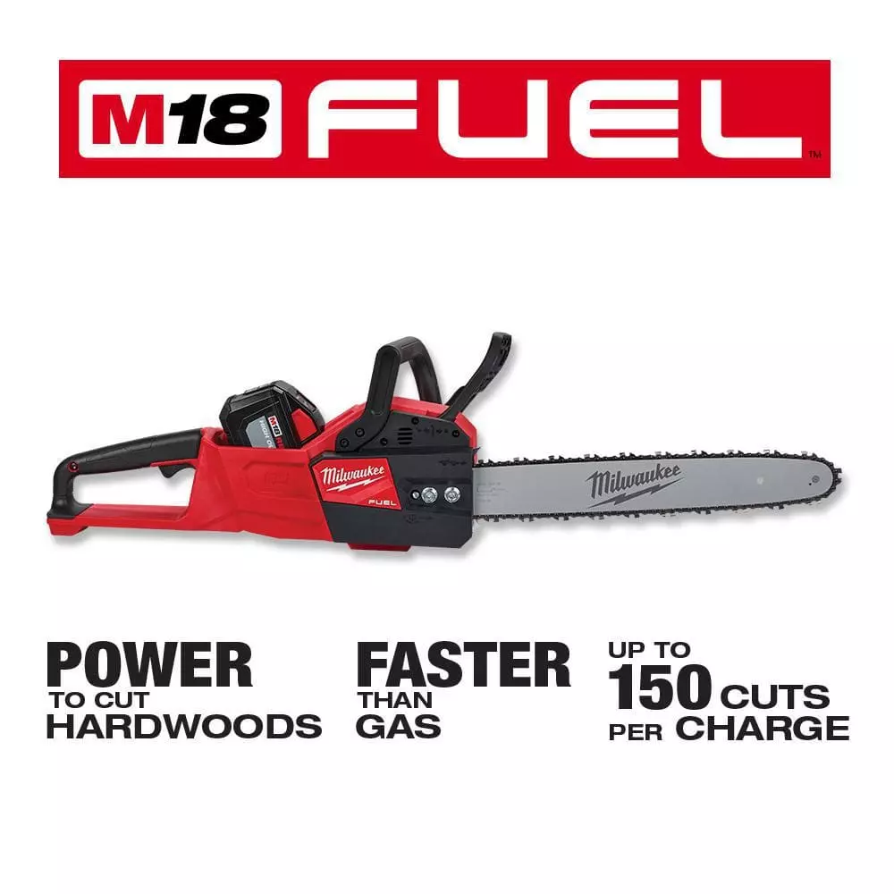 Milwaukee M18 FUEL 16 in. 18-Volt Lithium-Ion Battery Brushless Cordless Chainsaw Kit with 12.0 Ah Battery and M18 Rapid Charger - Image 4