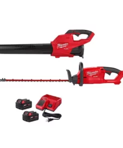 Milwaukee M18 FUEL 120 MPH 450 CFM 18V Brushless Cordless Handheld Blower w/Two 5Ah Batteries, Charger, Hedge Trimmer