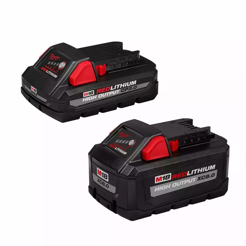 Milwaukee M18 18-Volt Lithium-Ion HIGH OUTPUT XC 8.0 Ah and 3 Ah Battery (2-Pack)