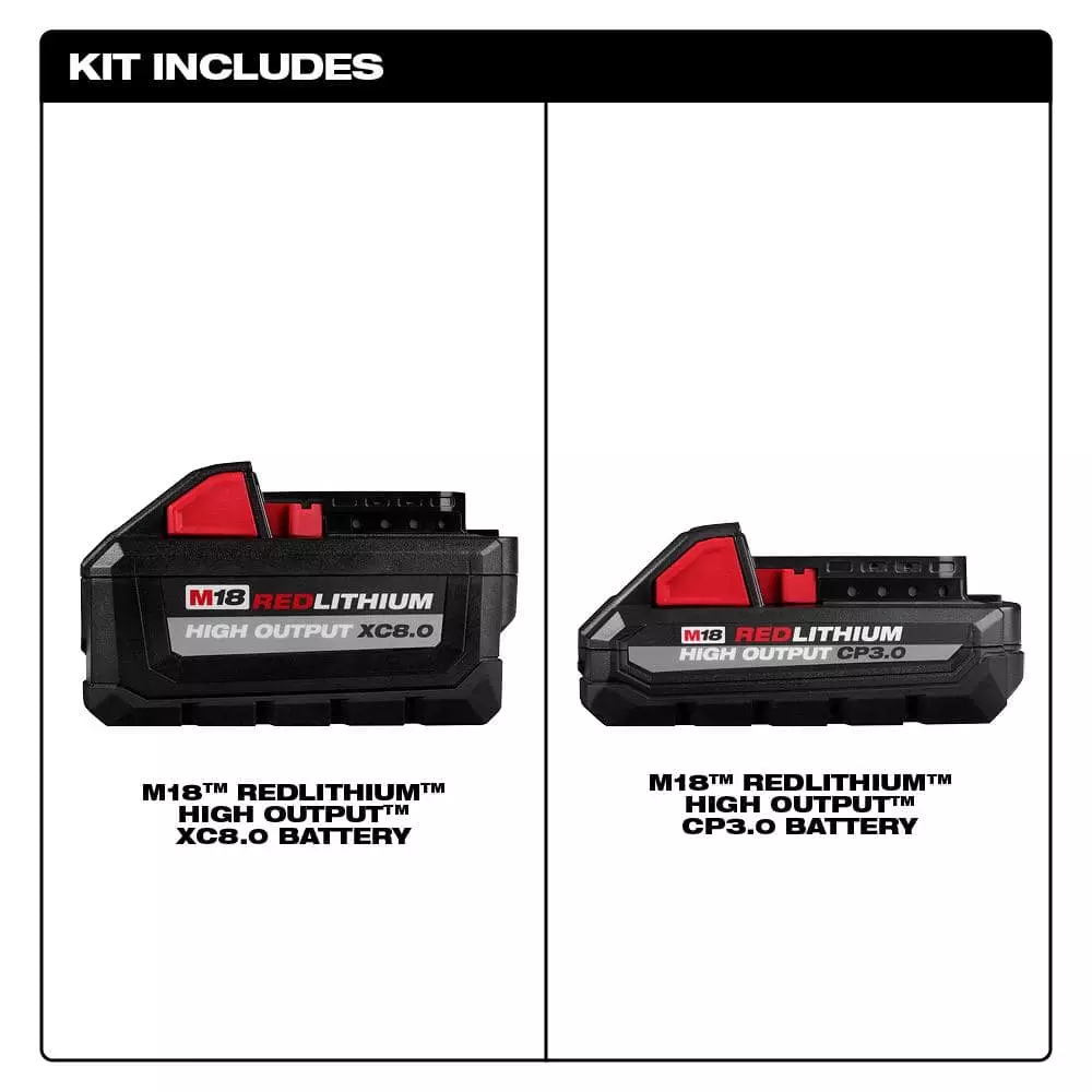 Milwaukee M18 18-Volt Lithium-Ion HIGH OUTPUT XC 8.0 Ah and 3 Ah Battery (2-Pack) - Image 2