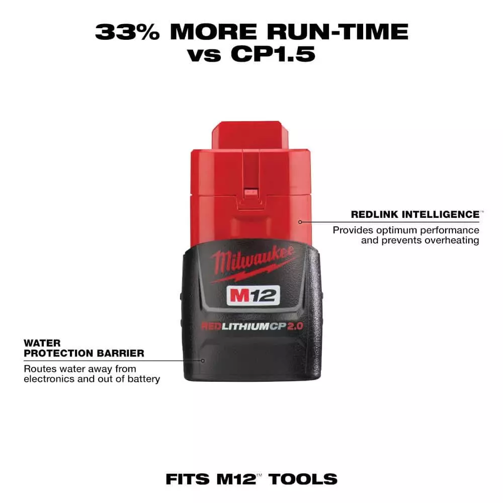 Milwaukee M12 12-Volt Lithium-Ion 2.0 Ah Compact Battery Pack - Image 2