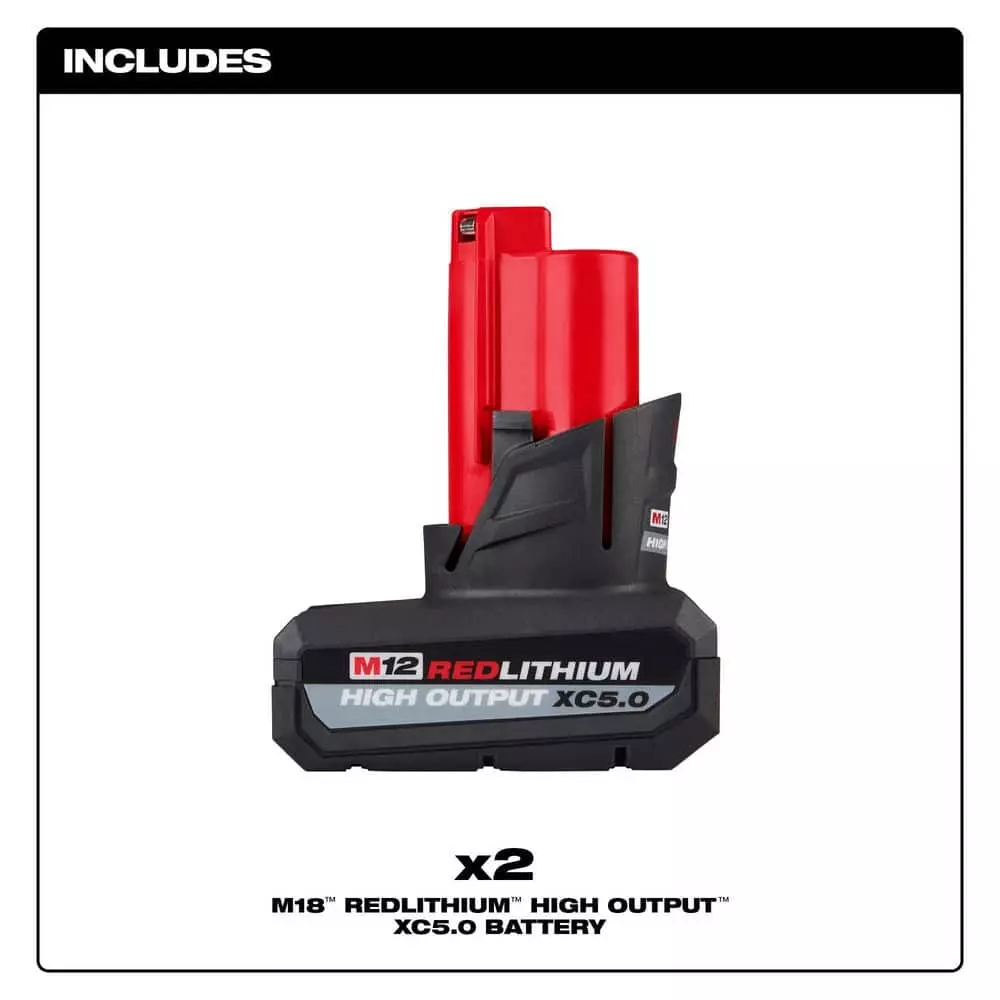 Milwaukee M12 12-Volt Lithium-Ion XC High Output 5 Ah Battery (2-Pack) - Image 2
