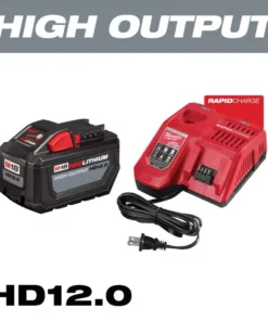 Milwaukee M18 18-Volt Lithium-Ion High Output Battery Pack 12.0 Ah and Rapid Charger Starter Kit