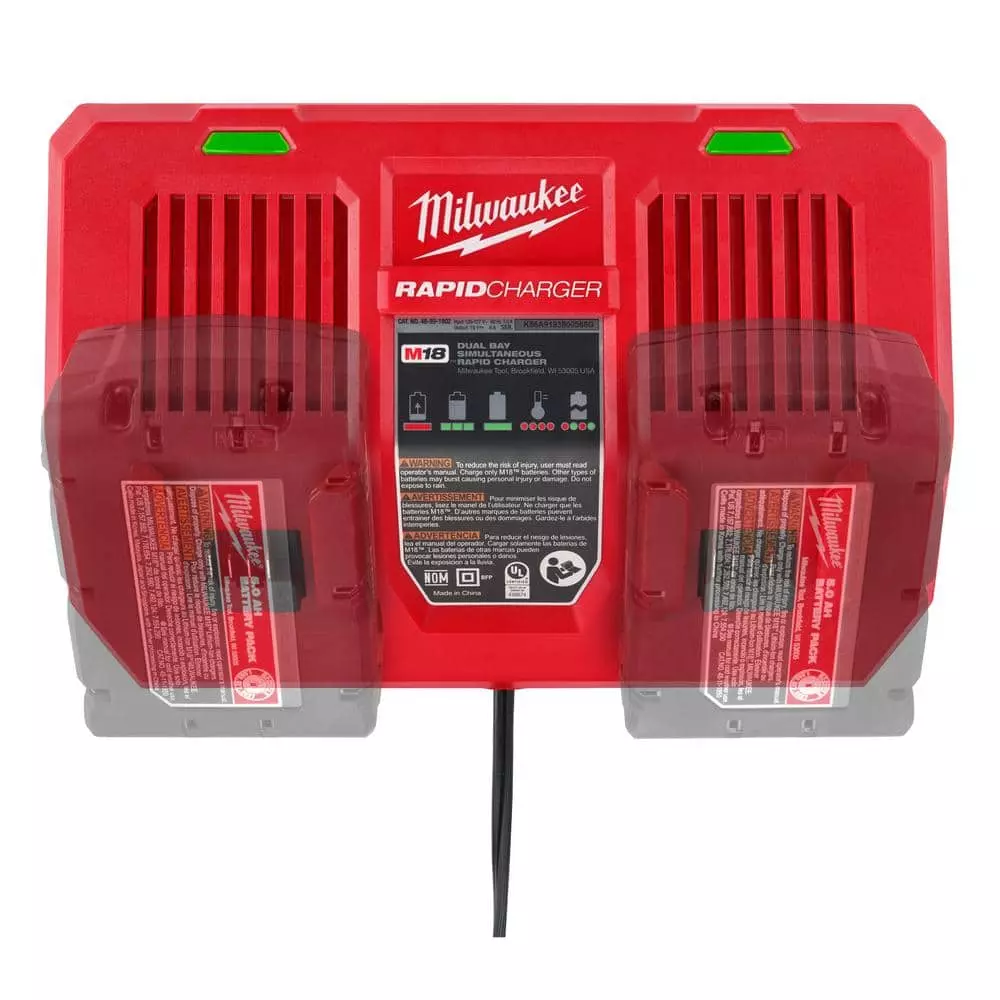 Milwaukee M18 18-Volt Lithium-Ion Dual Bay Rapid Battery Charger with 3.0Ah Battery Pack (2-Pack) - Image 10