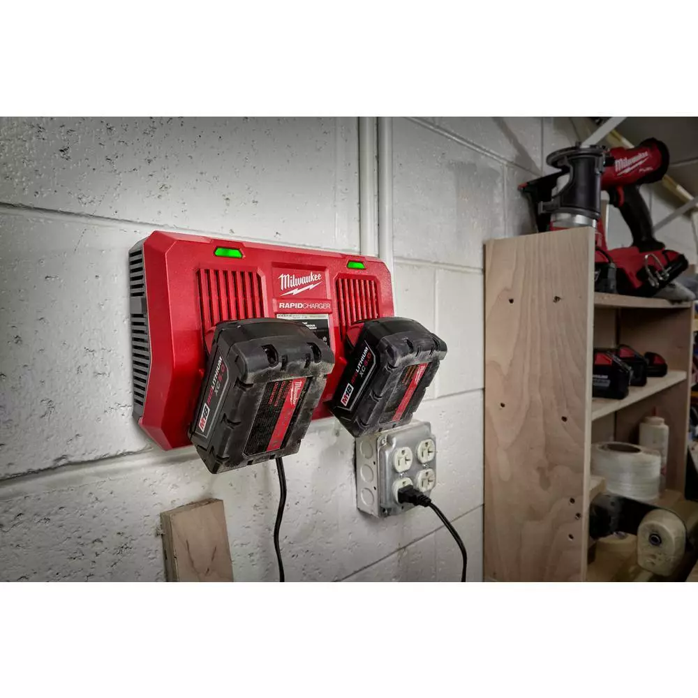 Milwaukee M18 18-Volt Lithium-Ion Dual Bay Rapid Battery Charger with 3.0Ah Battery Pack (2-Pack) - Image 9