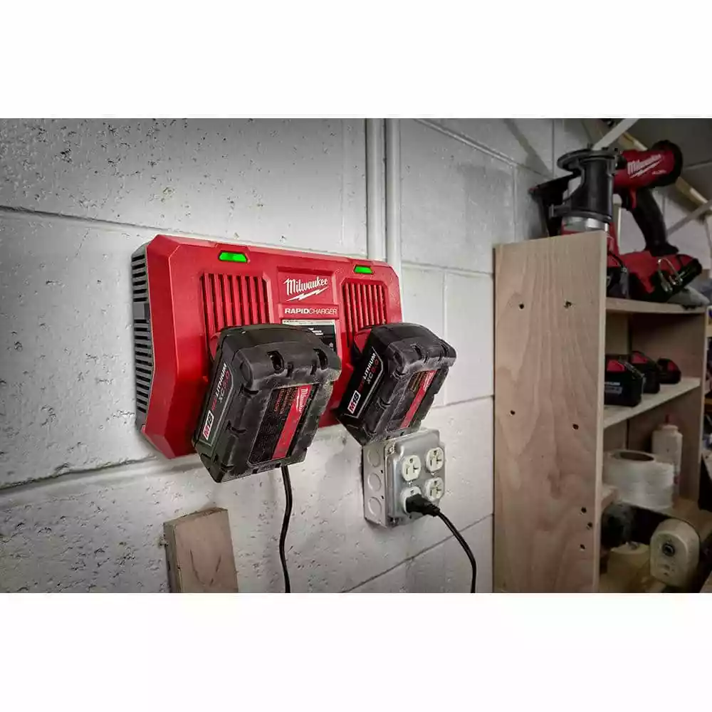 Milwaukee M18 18-Volt Lithium-Ion Dual Bay Rapid Battery Charger with 3.0Ah Battery Pack (2-Pack) - Image 7