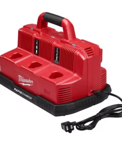 Milwaukee M12 and M18 12-Volt/18-Volt Lithium-Ion Multi-Voltage 6-Port Sequential Rapid Battery Charger (3 M12 and 3 M18 Ports)