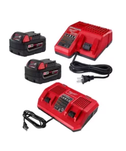 Milwaukee M18 18-Volt Lithium-Ion XC Starter Kit w/Two 5.0Ah Batteries, Charger and Dual Bay Rapid Charger