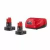 Milwaukee M12 12-Volt Lithium-Ion Starter Kit with Two 6.0 Ah Battery Packs and Charger