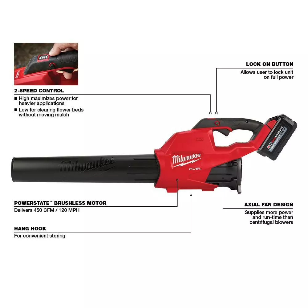 Milwaukee M18 FUEL 18-Volt Brushless Cordless Electric String Trimmer/Blower Combo Kit w/0.080 in. x 150 ft. Line & Edger (3-Tool) - Image 3
