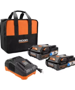 RIDGID 18V OCTANE Bluetooth 3.0 Ah Batteries (2-Pack) and Charger Kit with Tool Bag