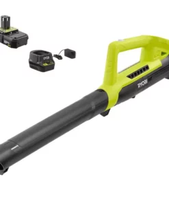 RYOBI ONE+ 18V 90 MPH 200 CFM Cordless Battery Leaf Blower/Sweeper with 2.0 Ah Battery and Charger