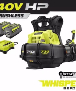 RYOBI 40V HP Brushless Whisper Series 165 MPH 730 CFM Cordless Battery Backpack Blower with (2) 6.0 Ah Batteries and Charger