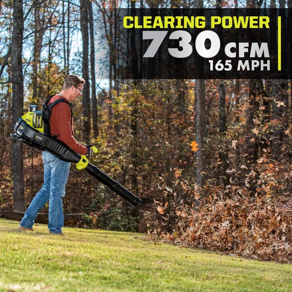 RYOBI 40V HP Brushless Whisper Series 165 MPH 730 CFM Cordless Battery Backpack Blower with (2) 6.0 Ah Batteries and Charger - Image 7
