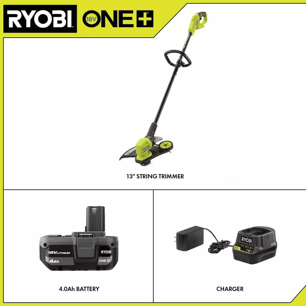 RYOBI ONE+ 18V 13 in. Cordless Battery String Trimmer/Edger with 4.0 Ah Battery and Charger - Image 3