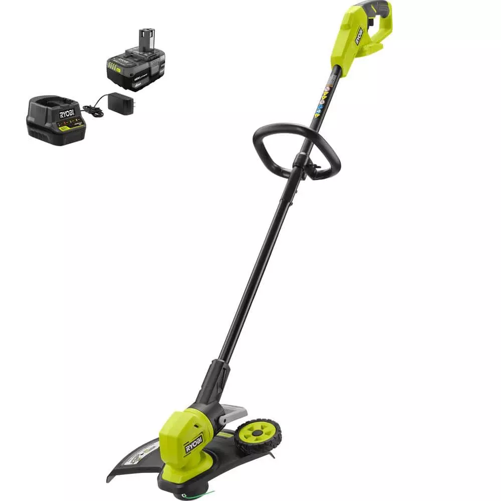 RYOBI ONE+ 18V 13 in. Cordless Battery String Trimmer/Edger with 4.0 Ah Battery and Charger
