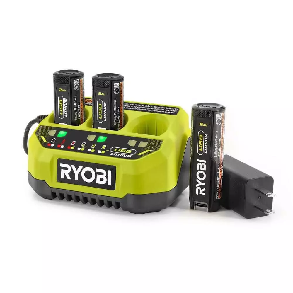 RYOBI USB Lithium 3-Port Charger with USB Lithium 2.0 Ah Lithium-ion Rechargeable Battery - Image 10