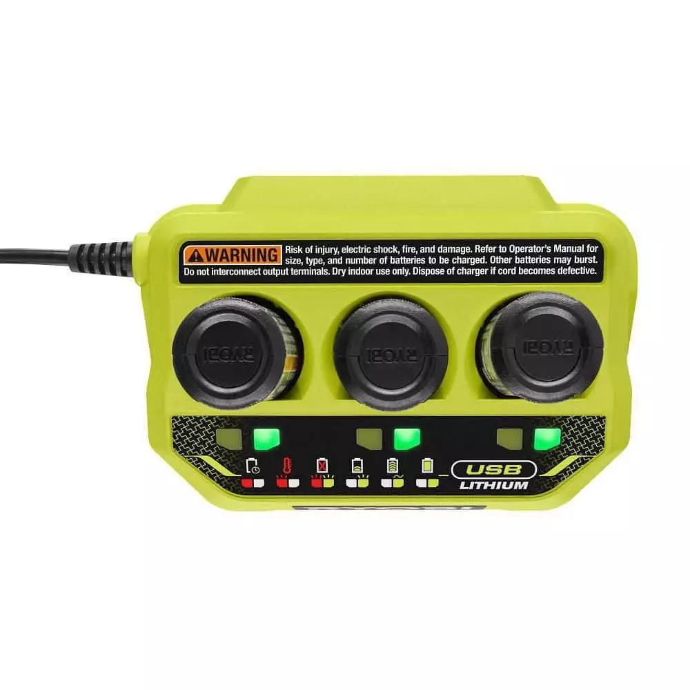 RYOBI USB Lithium 3-Port Charger with USB Lithium 2.0 Ah Lithium-ion Rechargeable Battery - Image 9