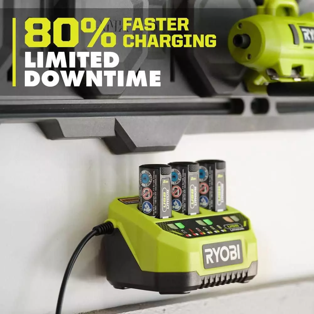 RYOBI USB Lithium 3-Port Charger with USB Lithium 2.0 Ah Lithium-ion Rechargeable Battery - Image 4
