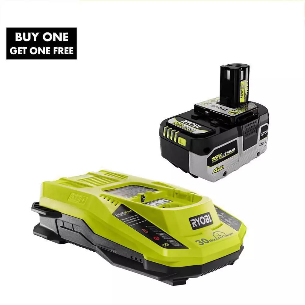 RYOBI ONE+ 18V HIGH PERFORMANCE Lithium-Ion 4.0 Ah Battery and Charger Starter Kit