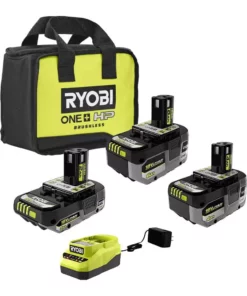 RYOBI ONE+ 18V Lithium-Ion HIGH PERFORMANCE Starter Kit with 2.0 Ah Battery, 4.0 Ah Battery, 6.0 Ah Battery, Charger, and Bag
