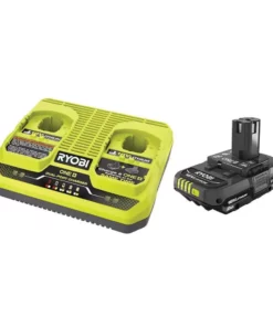 RYOBI ONE+ 18V 2.0 Ah Battery and Dual Port Charger Kit