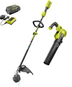 RYOBI 40V Cordless Battery Attachment Capable String Trimmer and Leaf Blower Combo Kit (2-Tools) w/ 4.0 Ah Battery & Charger