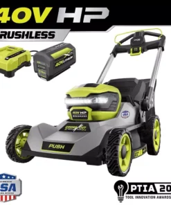 RYOBI 40V HP Brushless 21 in. Battery Walk Behind Push Lawn Mower with 7.5 Ah Battery and Rapid Charger