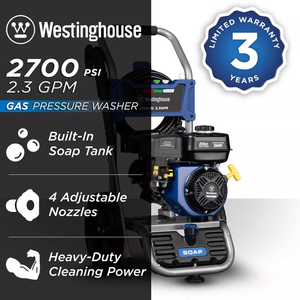 Westinghouse WPX 2700 PSI 2.3 GPM Gas Powered Axial Cam Pump Pressure Washer with Quick Connect Tips - Image 2